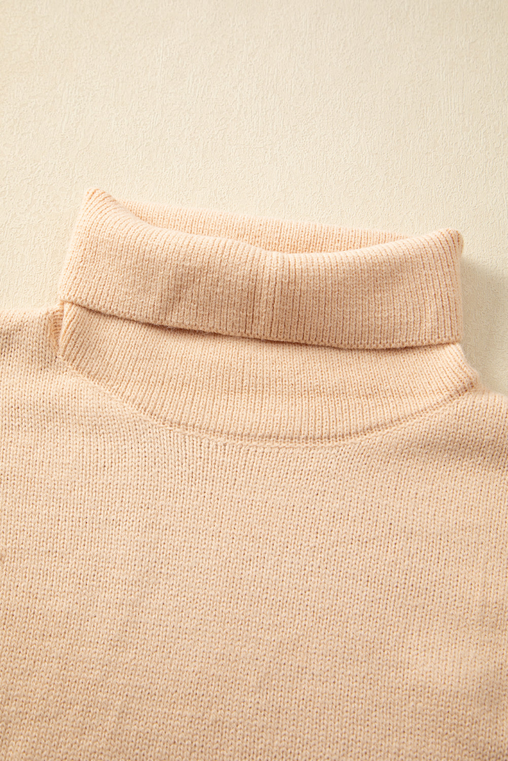Pale Chestnut Color Block Turtle Neck Drop Shoulder Knit Sweater Sweaters JT's Designer Fashion