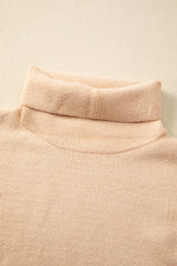 Pale Chestnut Color Block Turtle Neck Drop Shoulder Knit Sweater Sweaters JT's Designer Fashion