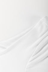 White U Neck Long Sleeve Bubble Hem Top Blouses & Shirts JT's Designer Fashion