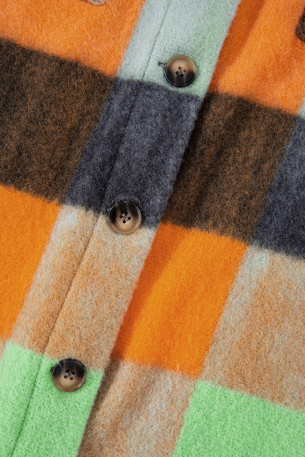 Orange Plaid Print Flap Pocket Long Jacket Jackets JT's Designer Fashion