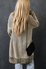 Apricot Plaid Knitted Long Open Front Cardigan Sweaters & Cardigans JT's Designer Fashion