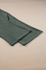 Duffel Green Solid Color Ribbed Ruffle Tank Top and Pants Set Pant Sets JT's Designer Fashion