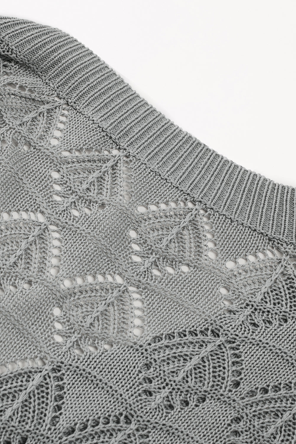 Gray Lightweight Buttoned Front Crochet Cardigan Cardigans JT's Designer Fashion