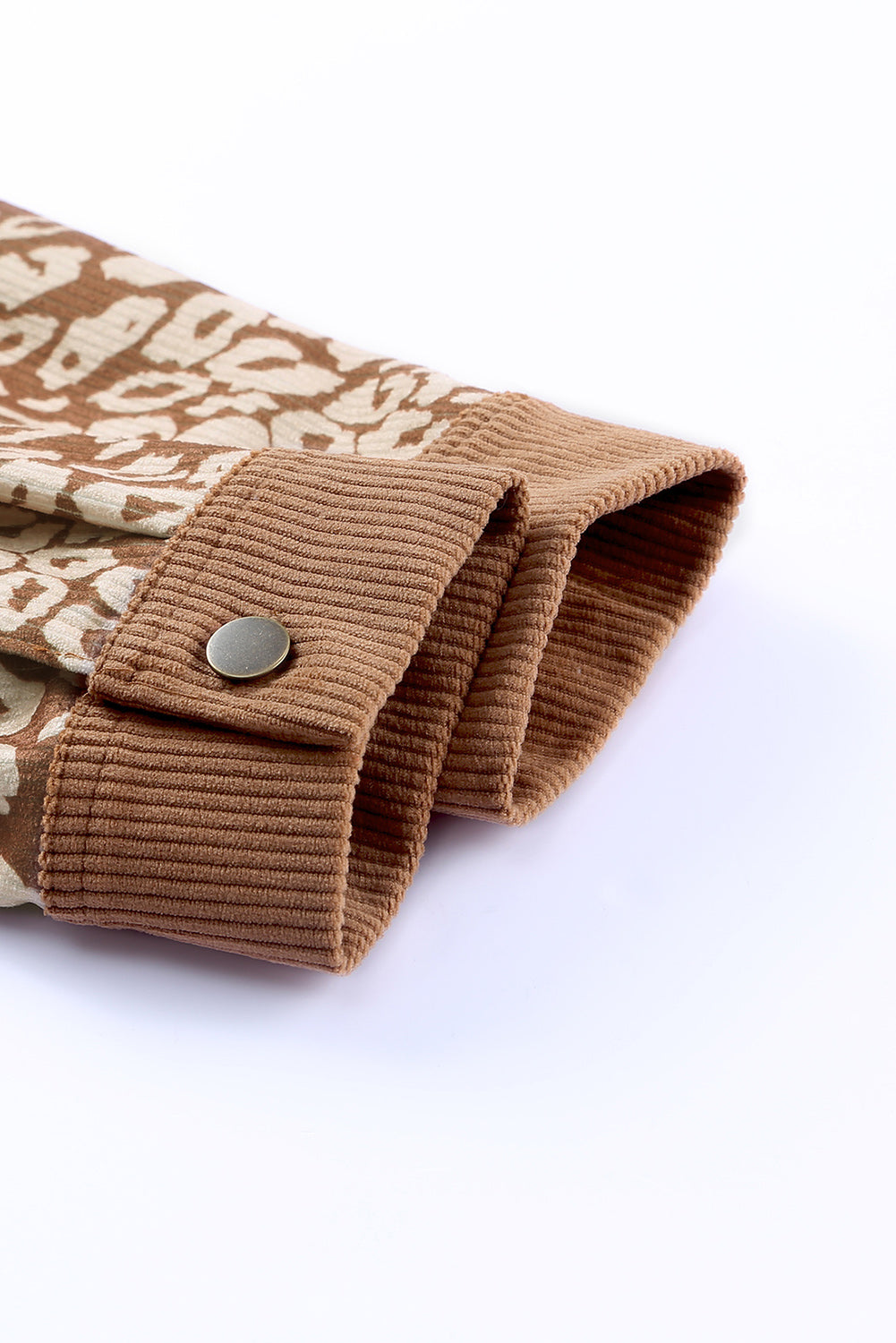 Brown Leopard Print Corduroy Long Sleeve Jacket Jackets JT's Designer Fashion