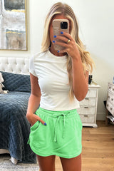 Light Green French Terry Drawstring Mini Skort with Pockets Skirts & Petticoat JT's Designer Fashion