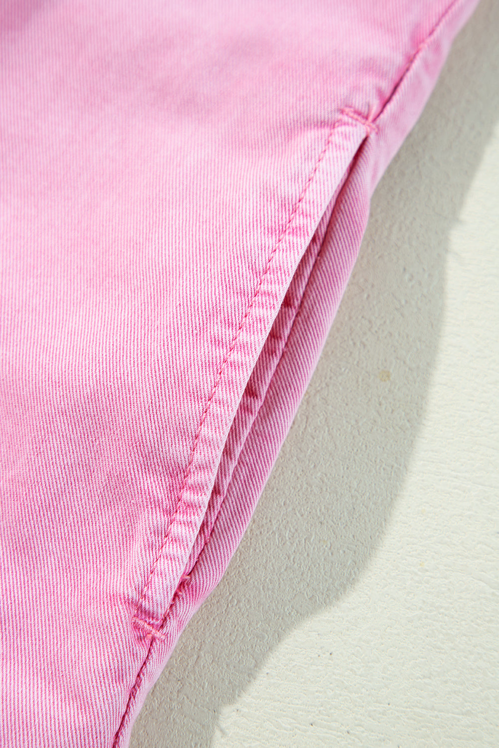 Pink Short Sleeve Double Chest Pocket Denim Shirt Dress Mini Dresses JT's Designer Fashion