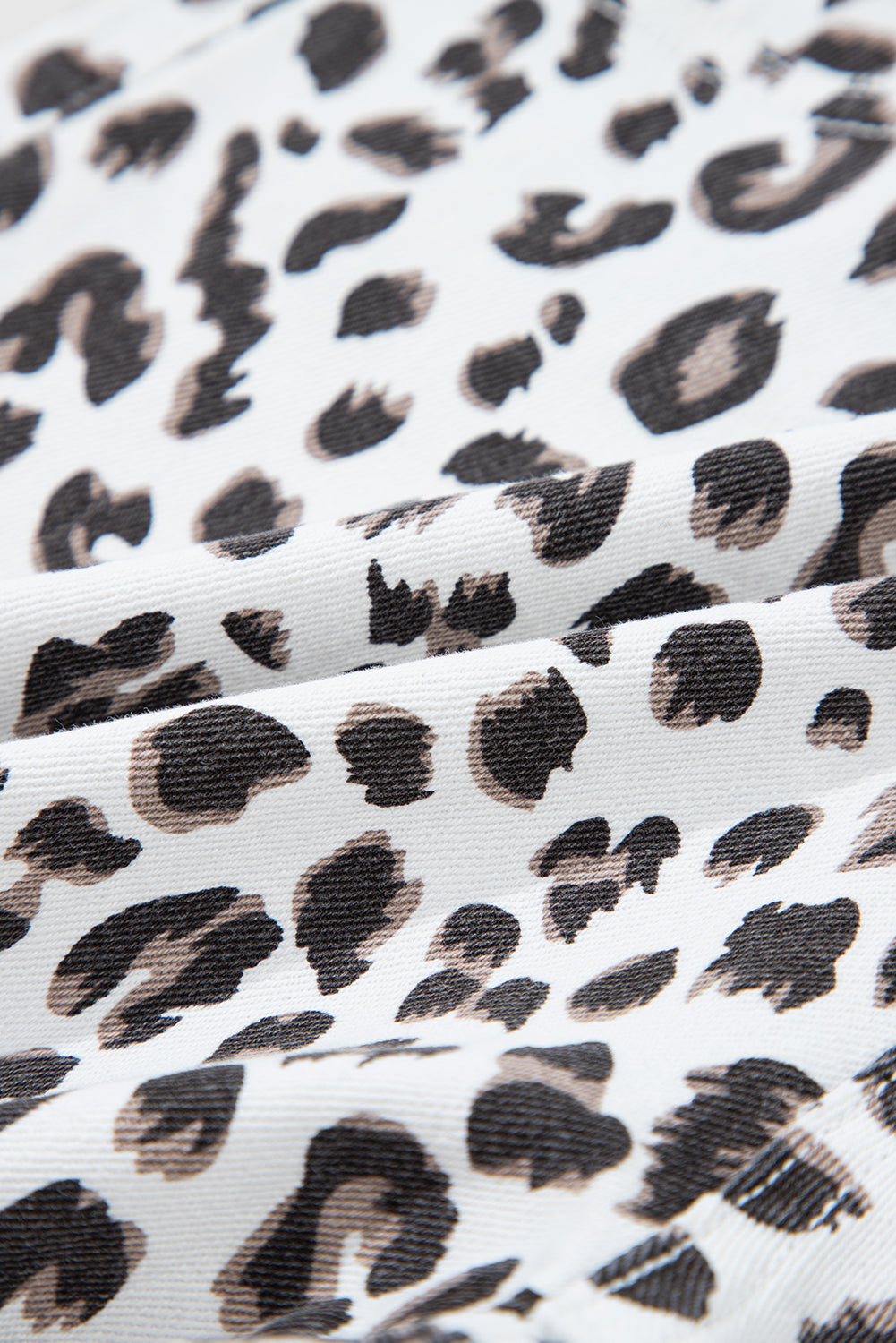 White Leopard Frayed Hem Denim Shorts Bottoms JT's Designer Fashion