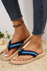 Blue Woven Strap Flat Flip Flops Slippers JT's Designer Fashion
