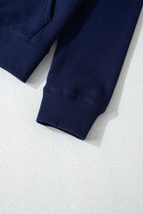Navy Blue Solid Color Fleece Lined Zip up Hoodie Sweatshirts & Hoodies JT's Designer Fashion