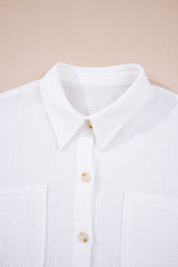 White Cotton Gauze Lace Patchwork Long Sleeve Shirt Blouses & Shirts JT's Designer Fashion