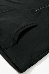 Black Solid Kangaroo Pocket Half Zipper Oversized Hoodie Sweatshirts & Hoodies JT's Designer Fashion