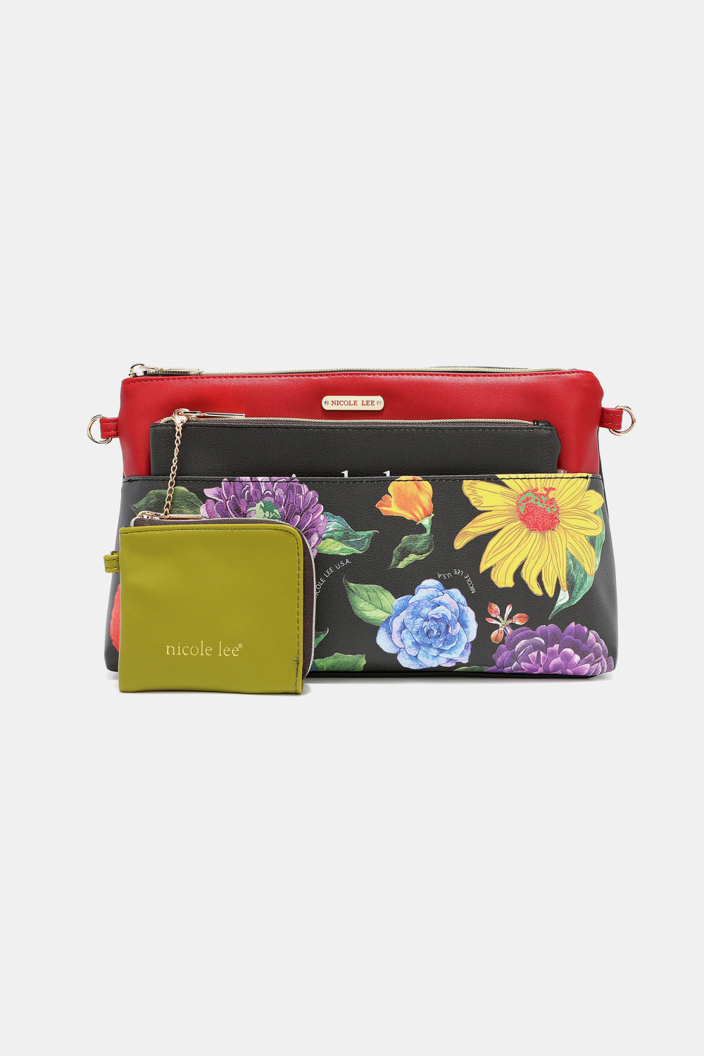 Nicole Lee USA Printed Handbag with Three Pouches Handbags JT's Designer Fashion