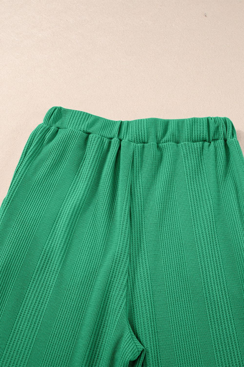 Green Solid Color Ribbed Ruffle Tank Top and Pants Set Pant Sets JT's Designer Fashion
