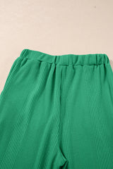Green Solid Color Ribbed Ruffle Tank Top and Pants Set Pant Sets JT's Designer Fashion