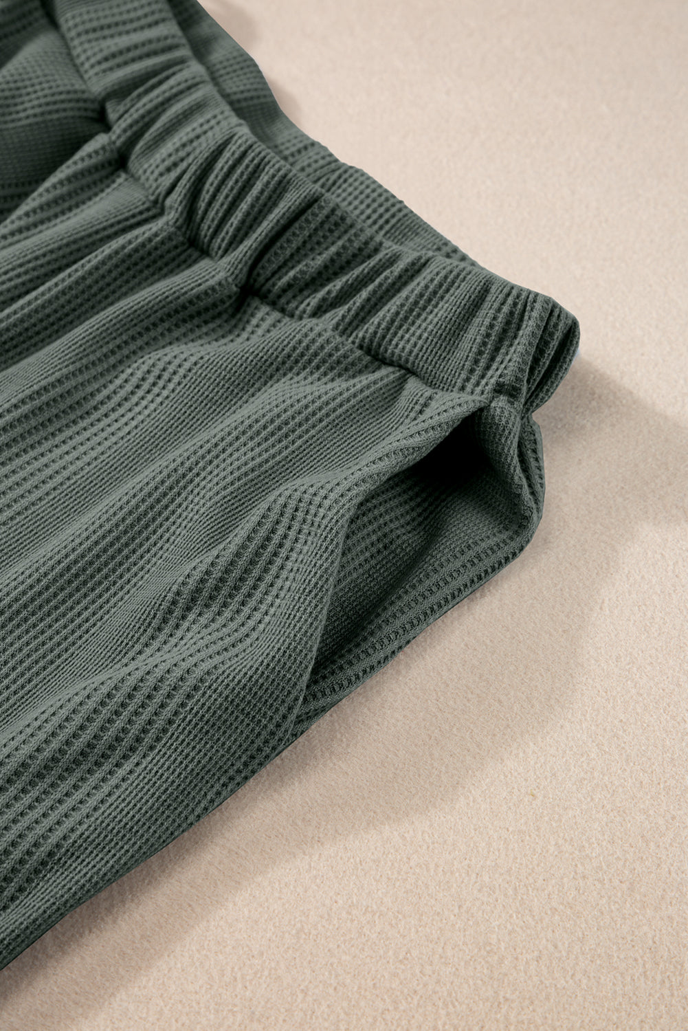 Duffel Green Solid Color Ribbed Ruffle Tank Top and Pants Set Pant Sets JT's Designer Fashion