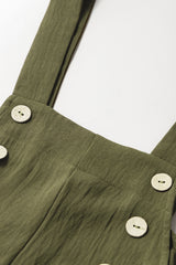 Jungle Green Solid Color Buttoned Straight Leg Overall Jumpsuits & Rompers JT's Designer Fashion
