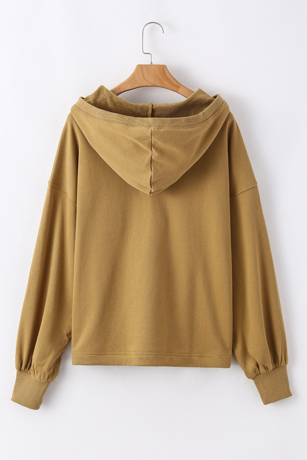 Brown Solid Kangaroo Pocket Half Zipper Oversized Hoodie Sweatshirts & Hoodies JT's Designer Fashion