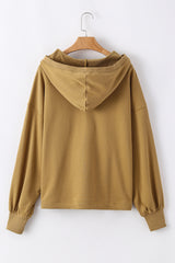 Brown Solid Kangaroo Pocket Half Zipper Oversized Hoodie Sweatshirts & Hoodies JT's Designer Fashion