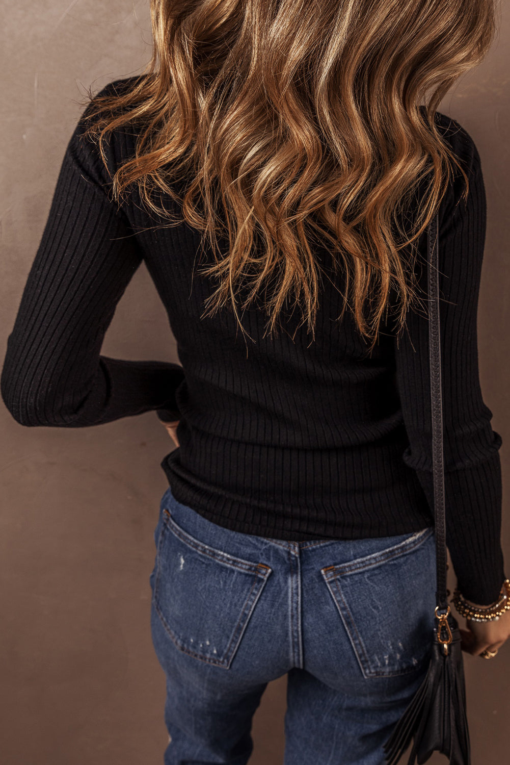 Black Ribbed Knit Collared Slim Fit Sweater Cardigan Cardigans JT's Designer Fashion
