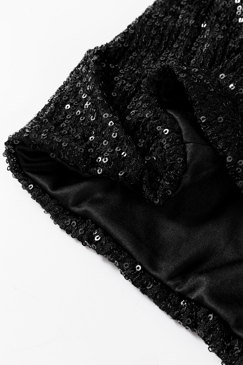 Black Sequin Zip up Round Neck Long Sleeve Jacket Jackets JT's Designer Fashion