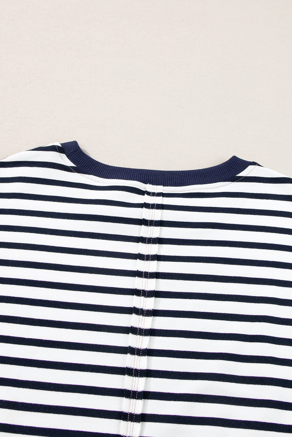 White Stripe Color Block Exposed Seam Loose Fit Sweatshirt Sweatshirts & Hoodies JT's Designer Fashion