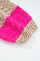 Khaki Stripe Color Block PLus Size Drop Shoulder Sweater Plus Size Sweaters & Cardigans JT's Designer Fashion