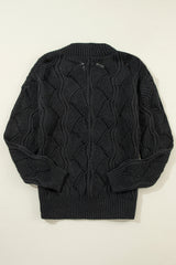 Black Hollow Out Knit V Neck Drop Shoulder Sweater Sweaters JT's Designer Fashion