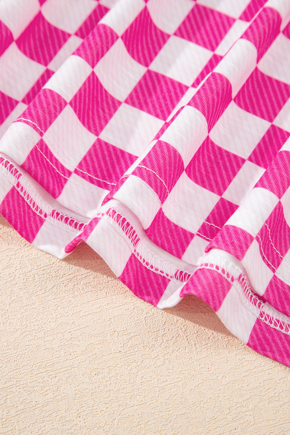 Pink Checkerboard T Shirt and High Waist Skorts 2 Piece Outfit Short Sets JT's Designer Fashion