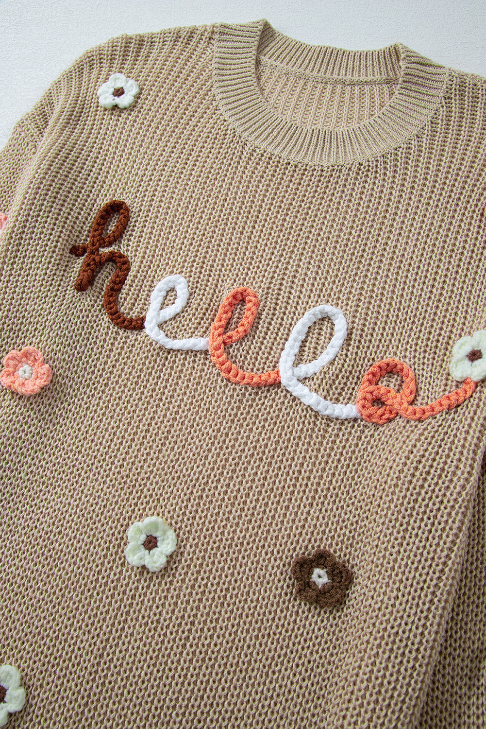 Parchment Hello Floral Embroidered Knit Loose Sweater Sweaters JT's Designer Fashion