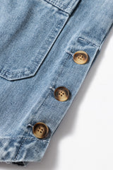 Dusk Blue Slit Buttons Pocketed Denim Jacket Denim Jackets JT's Designer Fashion
