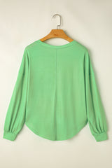 Blue Colorblock Striped Drop Shoulder Loose Top Long Sleeve Tops JT's Designer Fashion