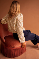 Golden Fleece Sequined Open Front Cropped Jacket Jackets JT's Designer Fashion