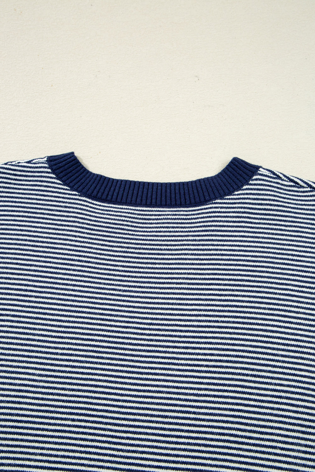 Blue Stripe Color Block Patchwork Dolman Oversize Tunic Sweater Sweaters JT's Designer Fashion