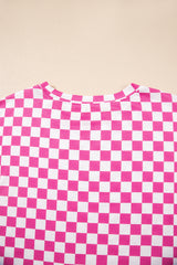 Pink Checkerboard T Shirt and High Waist Skorts 2 Piece Outfit Short Sets JT's Designer Fashion