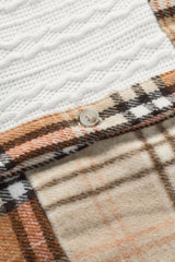 Orange Plaid Color Block Patchwork Shirt Jacket with Pocket Plaid Shackets JT's Designer Fashion