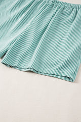 Iceland Blue Ribbed Textured Knit Loose Fit Tee and Shorts Set Short Sets JT's Designer Fashion