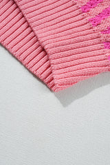 Pink Striped Buttoned V Neck Drop Shoulder Cardigan Cardigans JT's Designer Fashion
