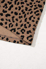 Khaki Leopard Print V Neck Sleeveless Collared Mini Dress Mini Dresses JT's Designer Fashion