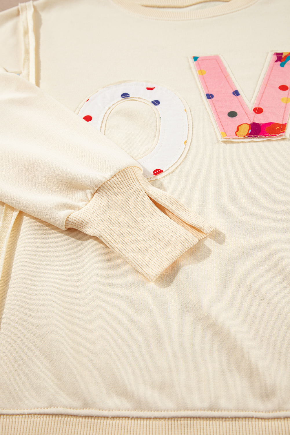 Apricot LOVE PATCH Graphic Oversized Sweatshirt Sweatshirts & Hoodies JT's Designer Fashion