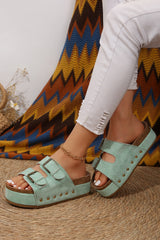 Suede Buckle Decor Footbed Sandal Slippers Slippers JT's Designer Fashion