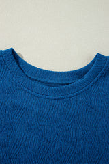 Bluing Solid Textured Crew Neck Short Set Short Sets JT's Designer Fashion