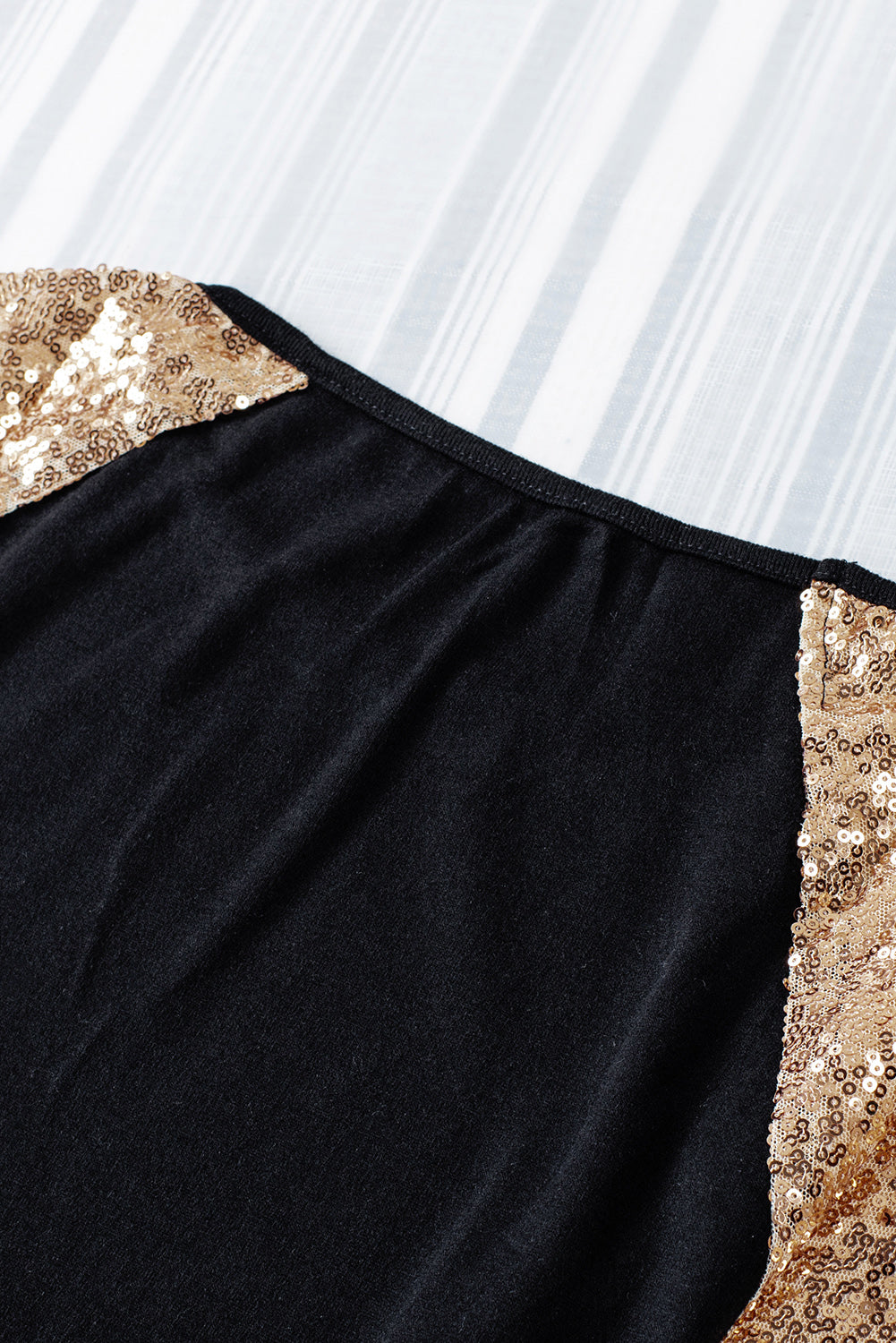 Black Sequin Shoulder Long Sleeve Top Long Sleeve Tops JT's Designer Fashion