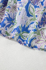 Sky Blue Floral Print Self-tie Straps Flowy Ruffle Long Dress Maxi Dresses JT's Designer Fashion