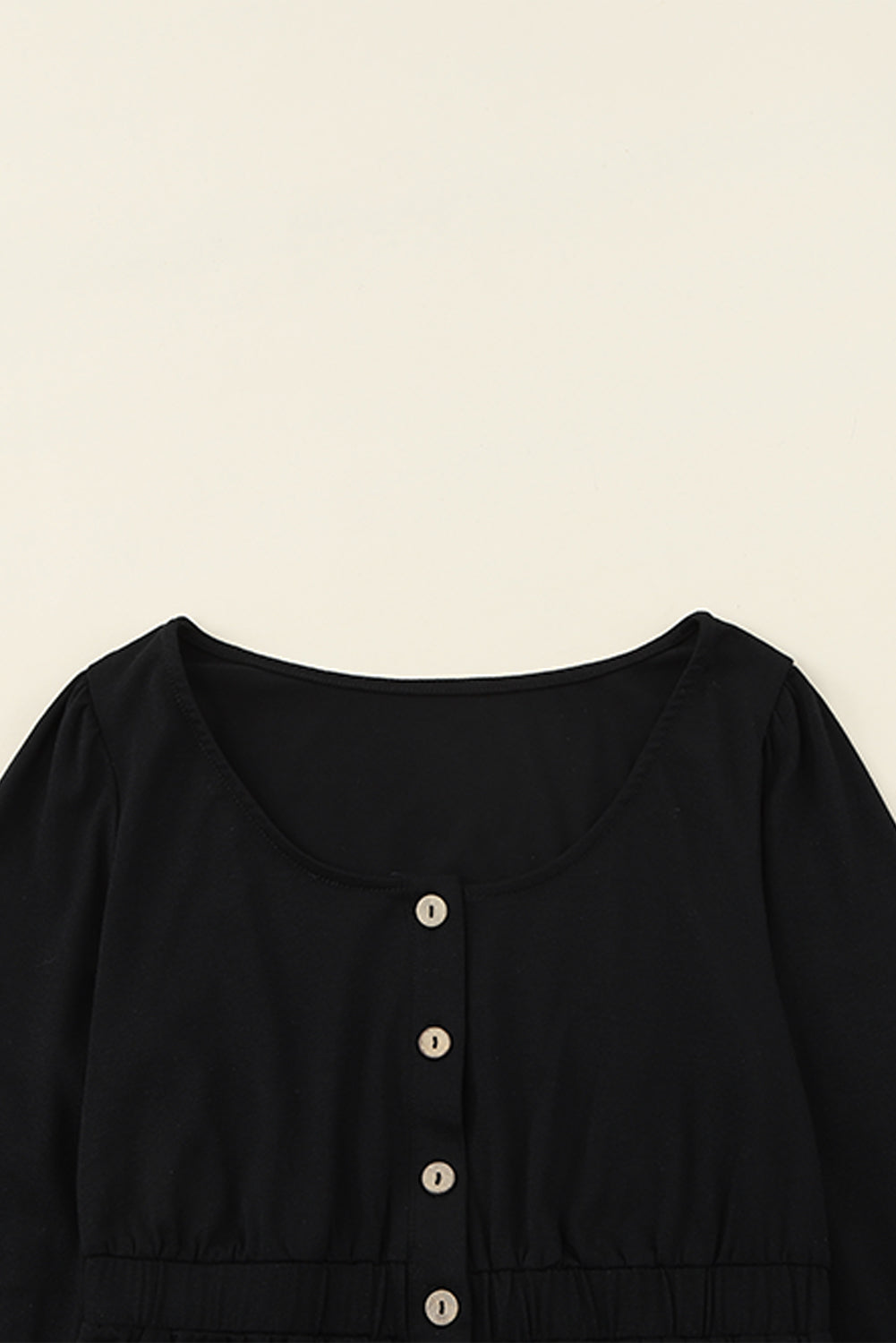 Black Button Up High Waist Long Sleeve Dress Midi Dresses JT's Designer Fashion