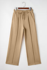 Smoke Gray Exposed Seam Drawstring High Waist Wide Leg Pants Pants & Culotte JT's Designer Fashion