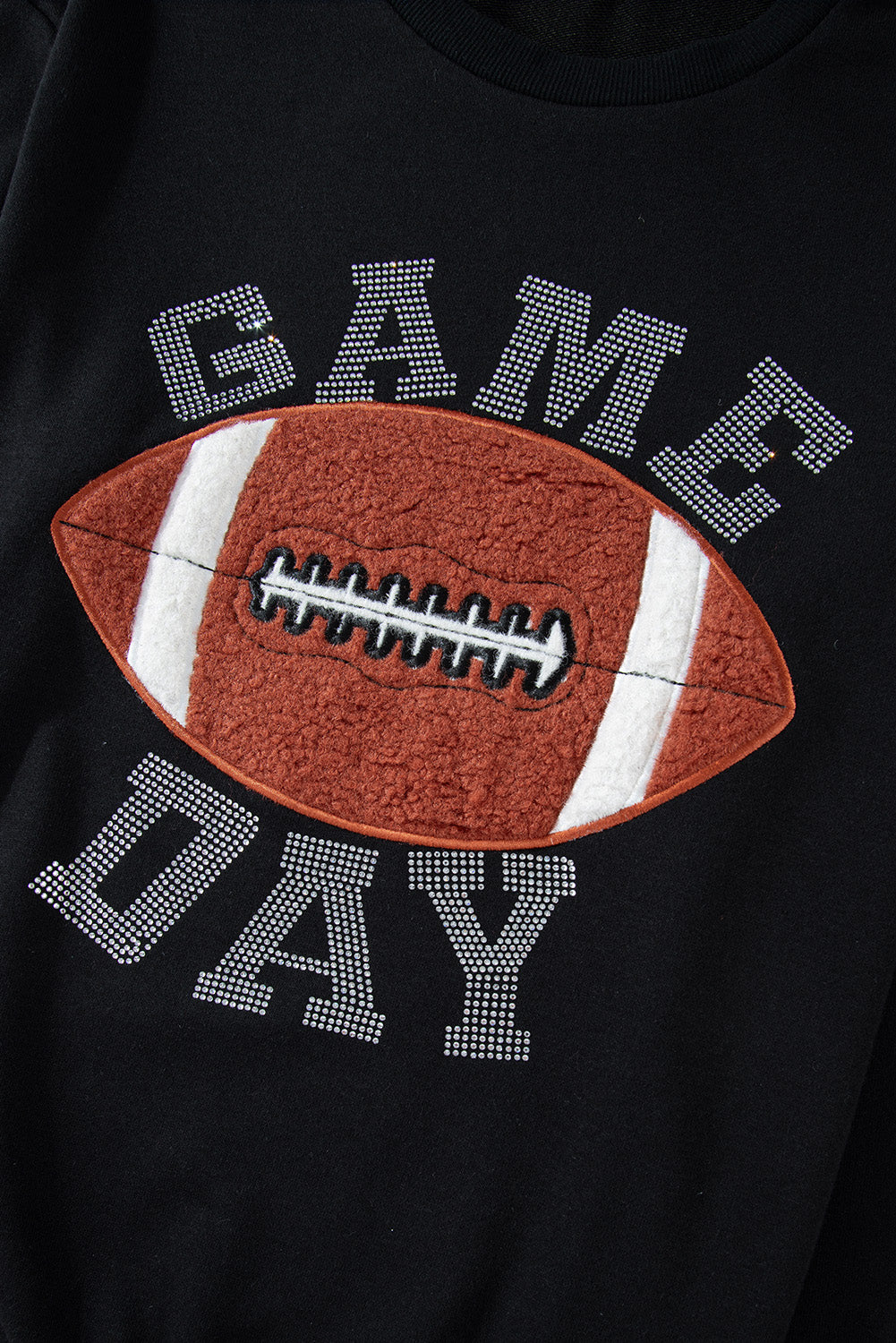 Black GAME DAY Rugby Football Graphic Pullover and Shorts Casual Outfit Short Sets JT's Designer Fashion