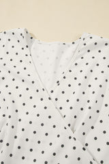 Khaki Polka Dot Surplice V Neck Tied Waist Flutter Sleeve Flowy Plus Size Midi Dress Plus Size Midi Dresses JT's Designer Fashion