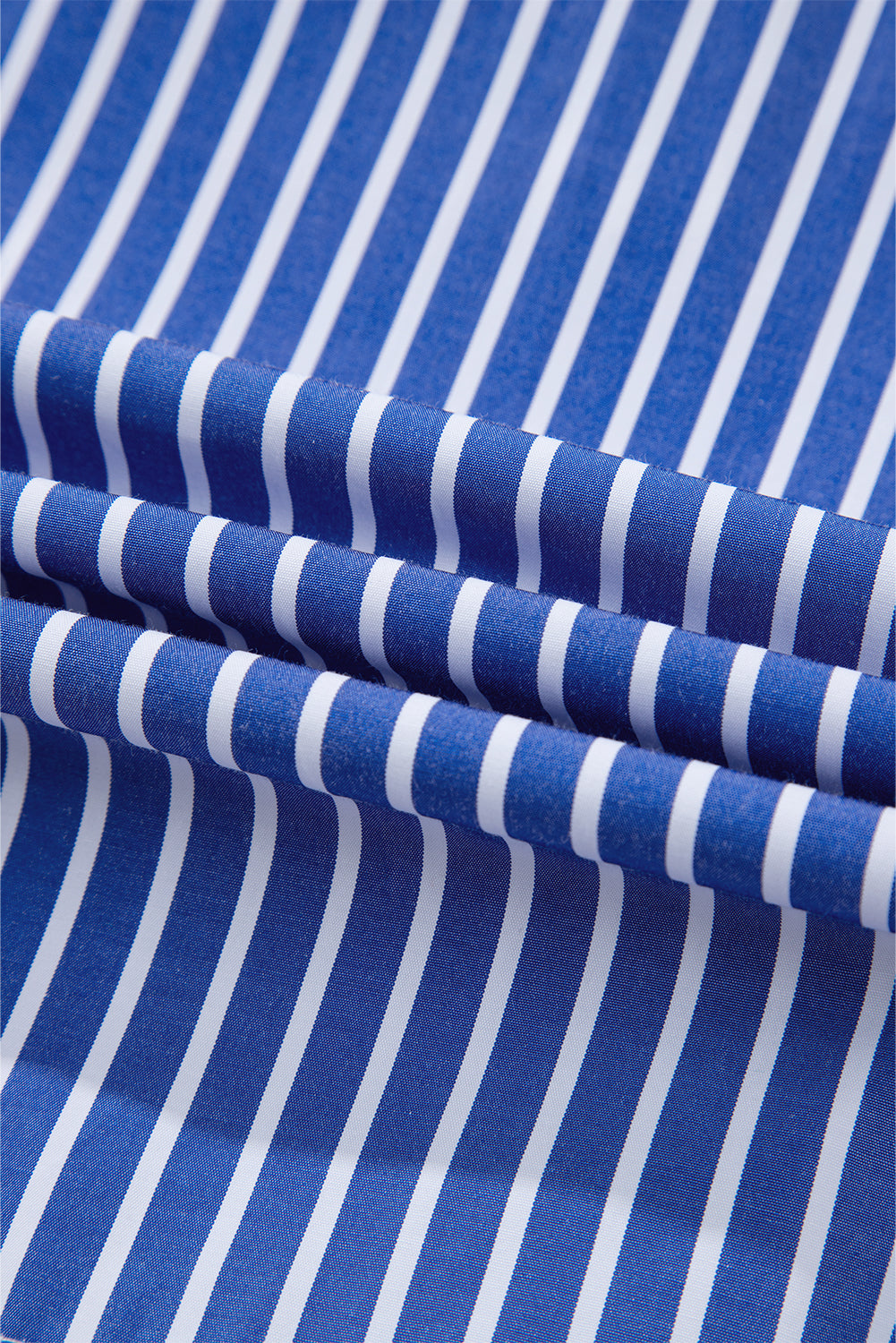 Blue Stripe Tied Front Puff Short Sleeve Blouse Blouses & Shirts JT's Designer Fashion