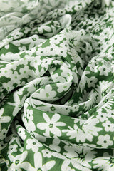Green Floral Print Square Neck Shirred Waist Tiered Ruffled Mini Dress Floral Dresses JT's Designer Fashion