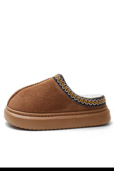Chestnut Contrast Edge Suede Plush Lined Thick Sole Winter Slippers Slippers JT's Designer Fashion